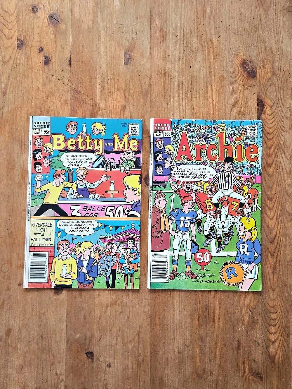Vintage 80s Archie Comics Lot of 2 Betty and Me 154 1986 Archie 345 Jan 1987